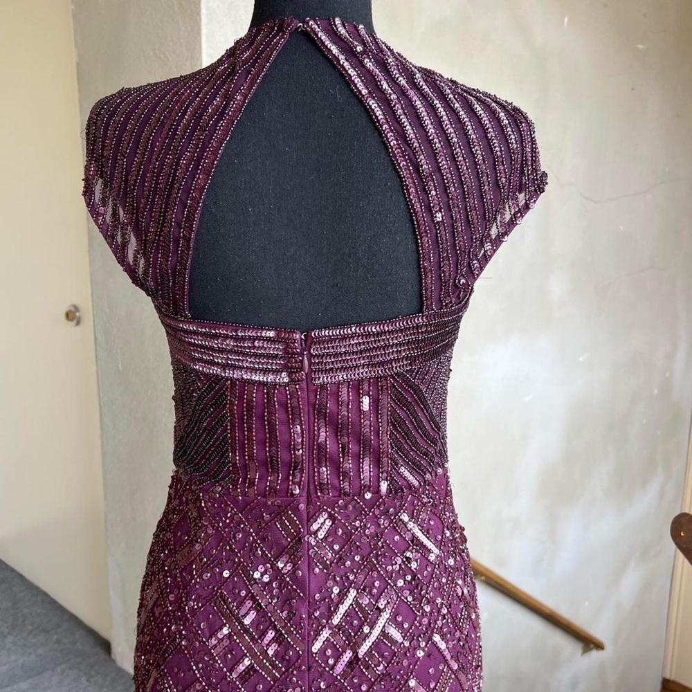 NWT Adrianna Papell Elegant Purple Beaded Evening Gown 1920s Gatsby - Picture 5 of 6